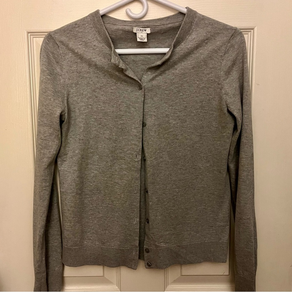 J. Crew Gray Cardigan Sweater Lightweight Knit XS